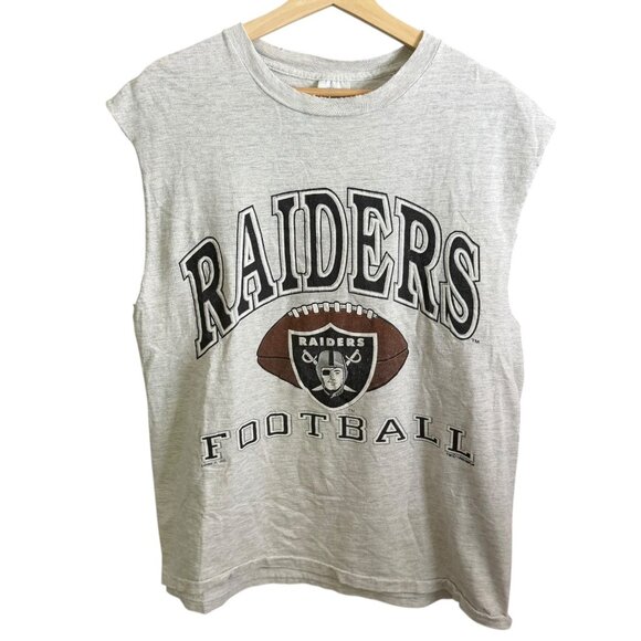 Vintage 1999 Oakland Raiders Muscle Tshirt Gray Tultex L Football Retro - Picture 1 of 6
